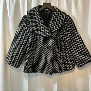 Sashimi Wool Blend Double Breasted Boxy Cut Coat - Size Medium